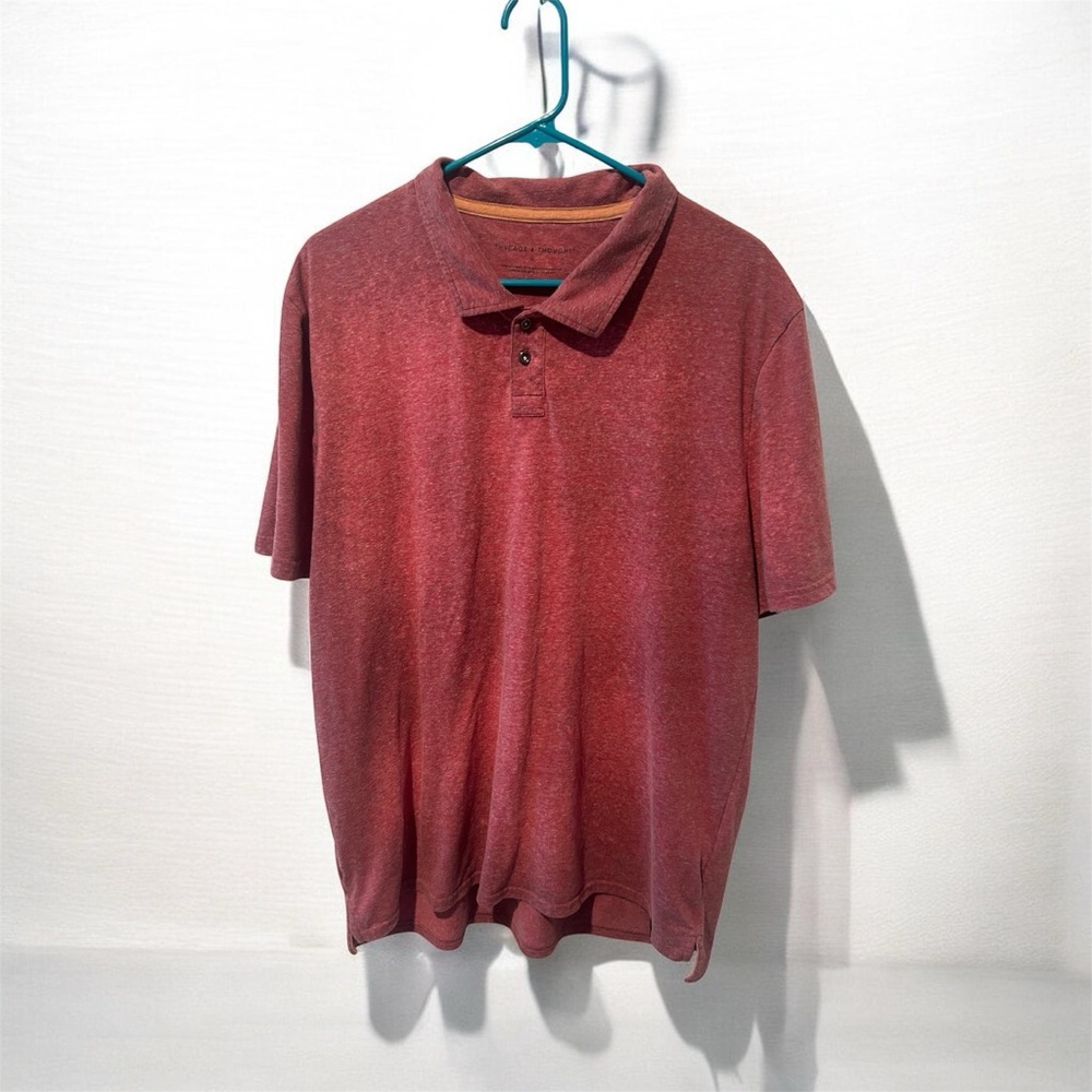 Custom Bleach Dyed Threads 4 Thought Red Polo Shirt XL Minimalist Vintage Fade